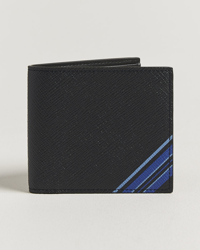 Smythson Panama 6 Card Leather Wallet Stripe Navy – Bleu
