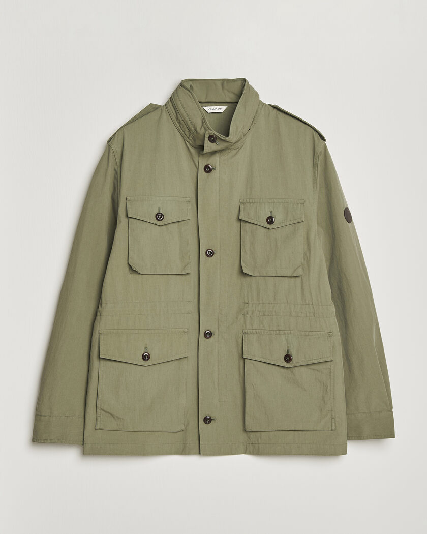 Stone Island Raso Gommato 3L Cotton Hooded Field Jacket Military