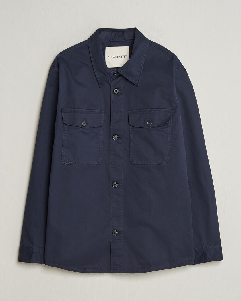 GANT Regular Fit Cotton Twill Overshirt Evening Blue – Bleu