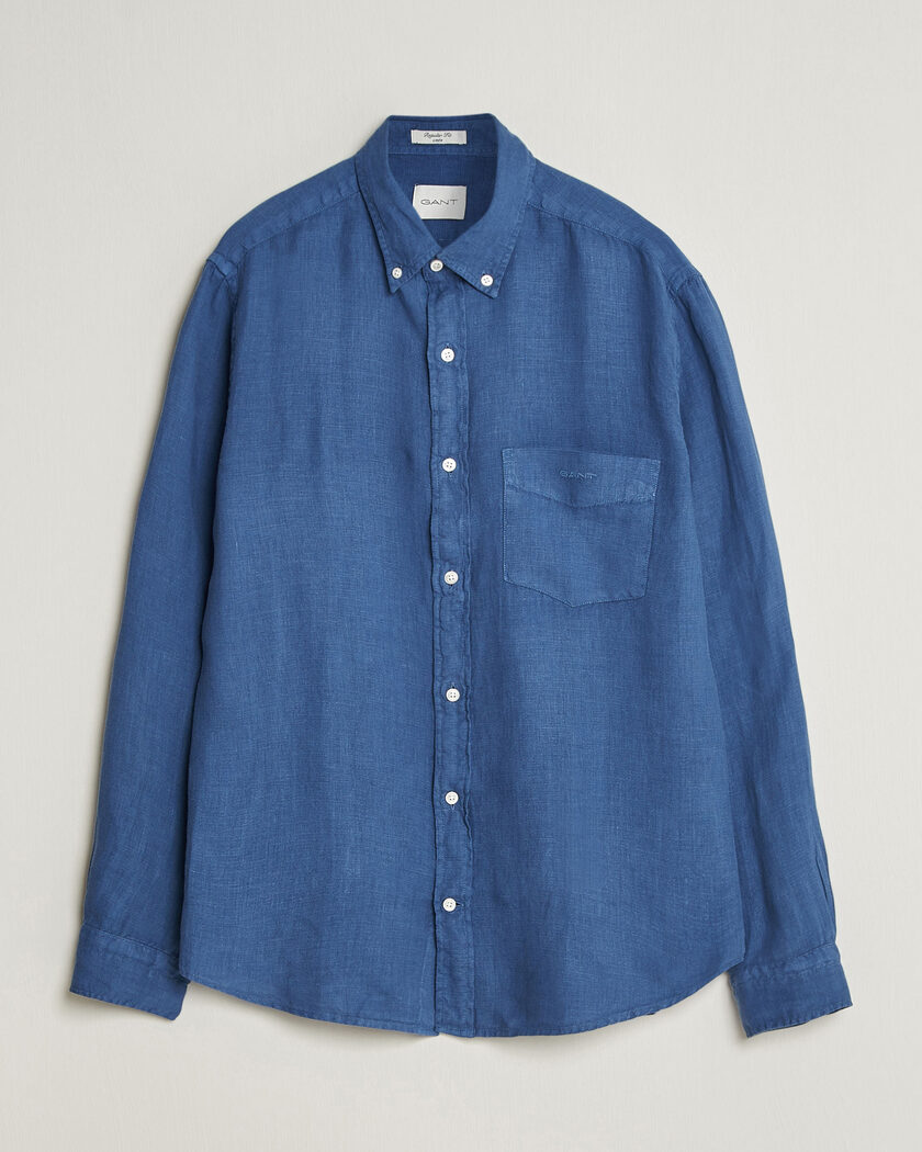 GANT Regular Fit Garment Dyed Linen Shirt Vintage Blue – Bleu