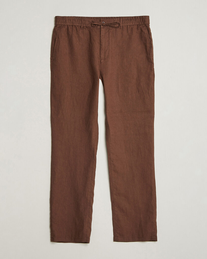 GANT Regular Fit Linen Drawstring Pants Mahogany Brown – Marron