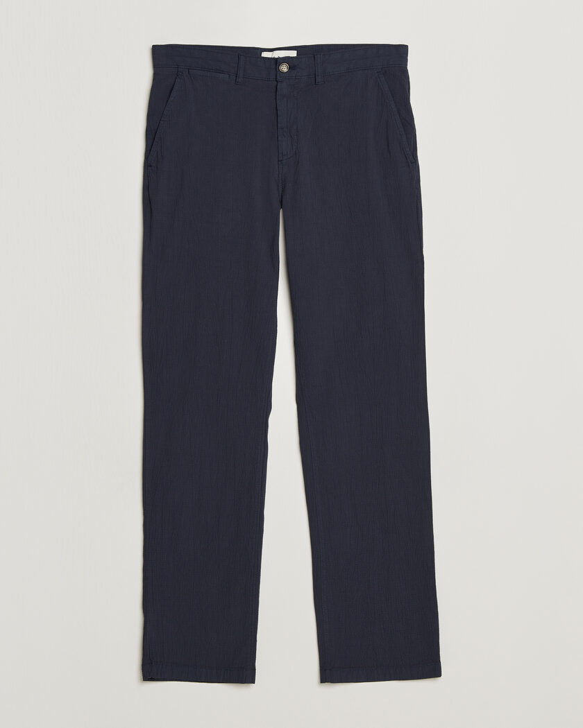 Gant Regular Fit Garment Dyed Seersucker Pants Evening Blue – Bleu