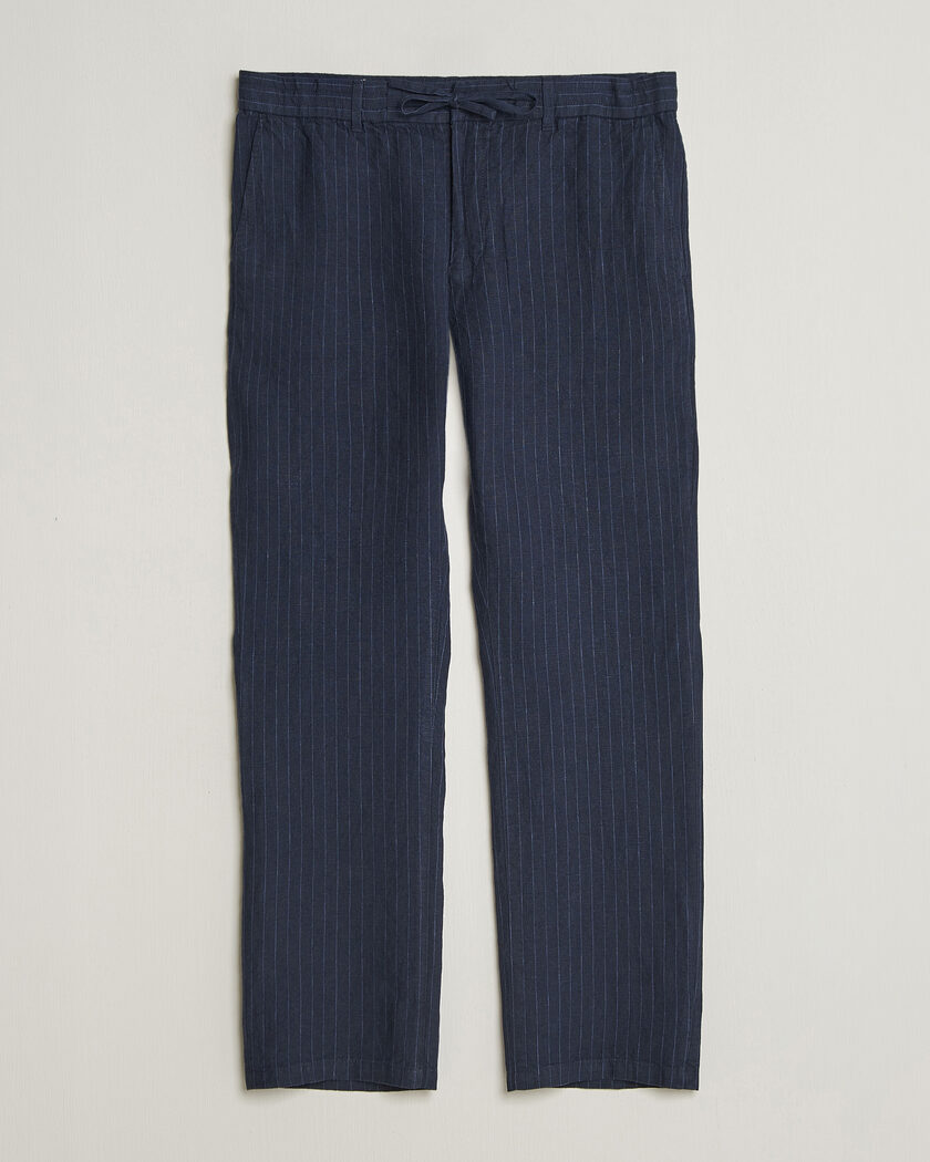 Gant Regular Fit Stiped Linen Drawstring Pants Evening Blue – Bleu