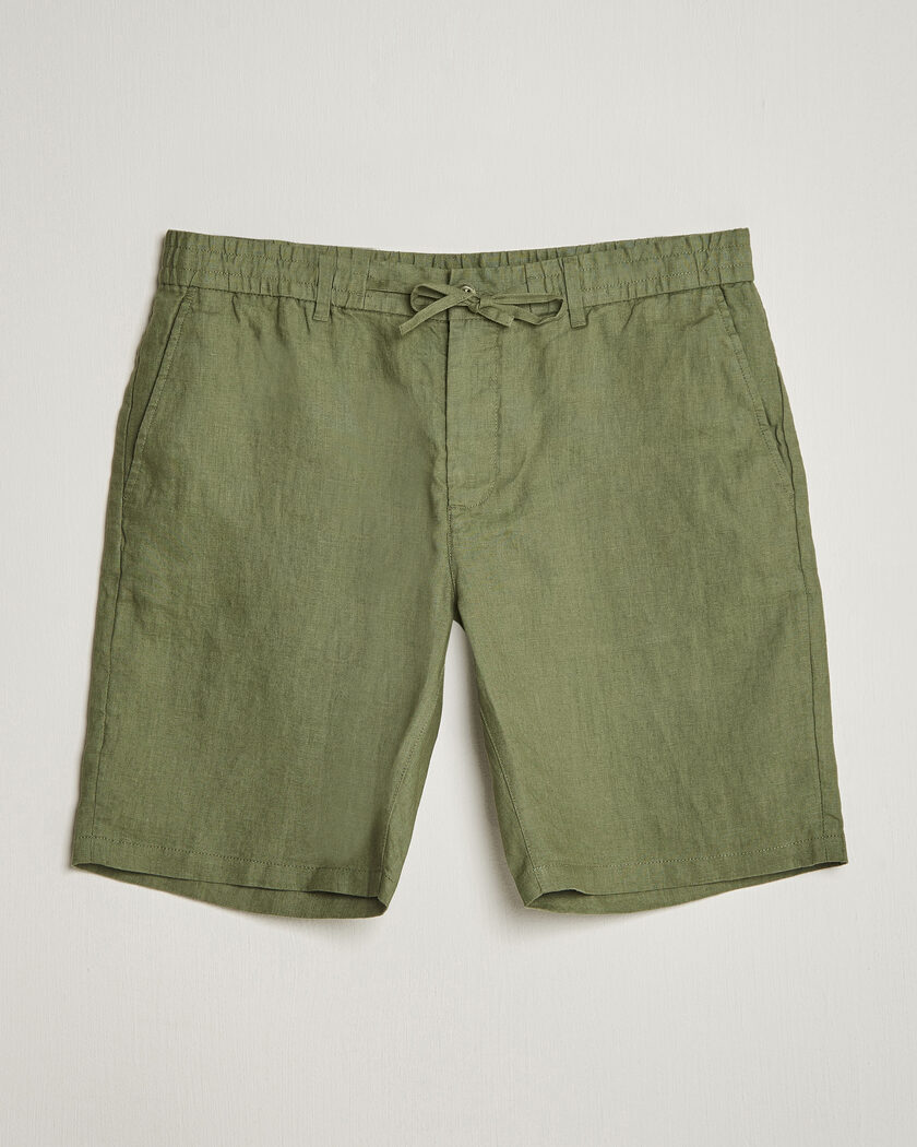 GANT Regular Fit Linen Drawstring Shorts Dry Herb Green – Vert