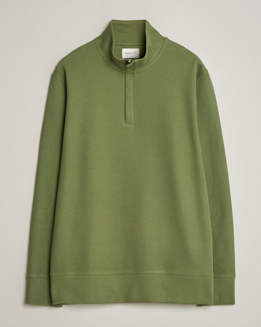 GANT Light Sacker Rib Half Zip Dry Herb Green – Vert