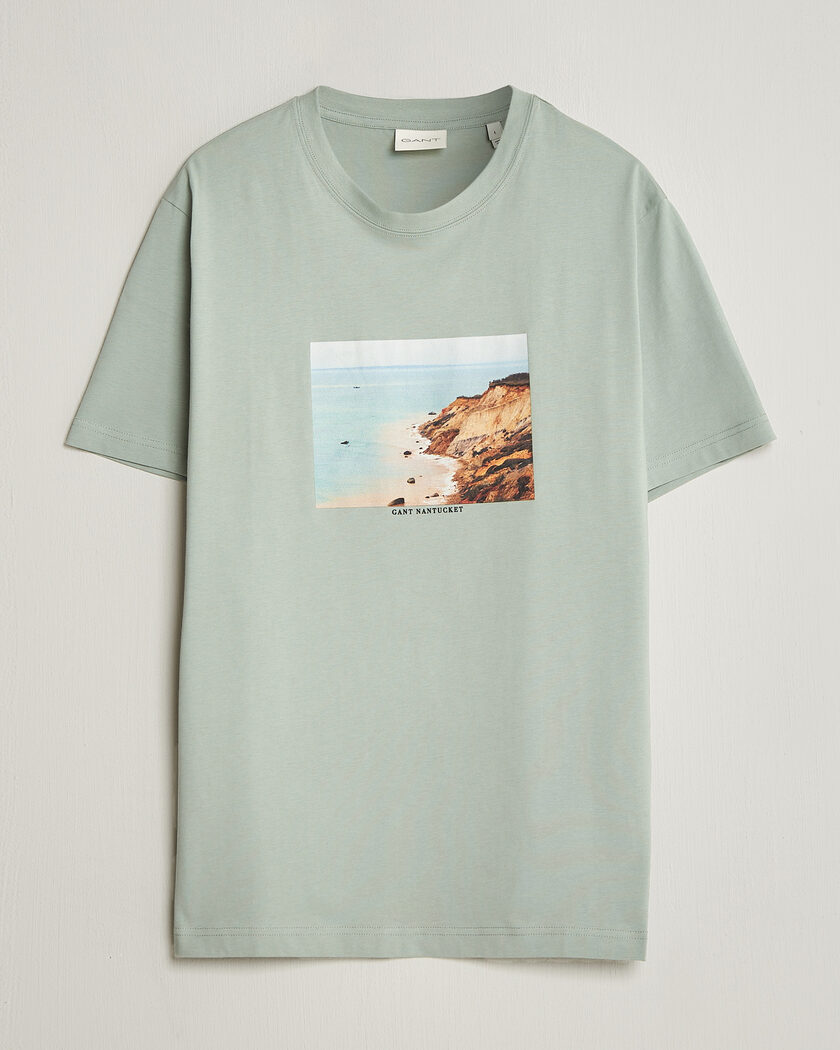 GANT Scenery Graphic Crew Neck T-Shirt Ceramic Grey – Vert