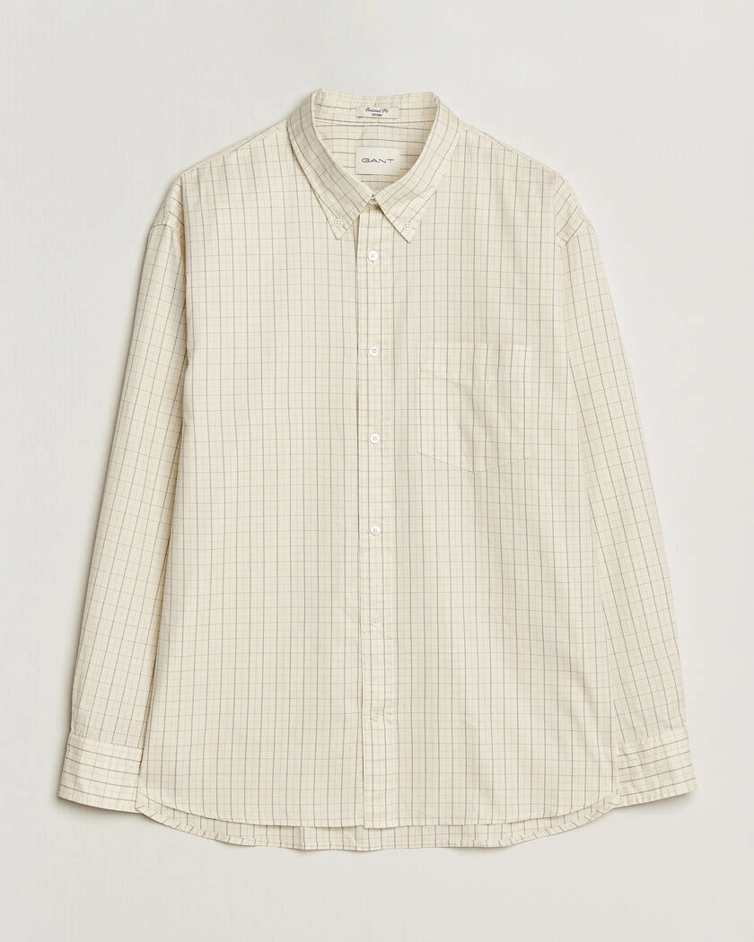 GANT Relaxed Fit Dreamy Oxford Checked Shirt Creamed White – Blanc