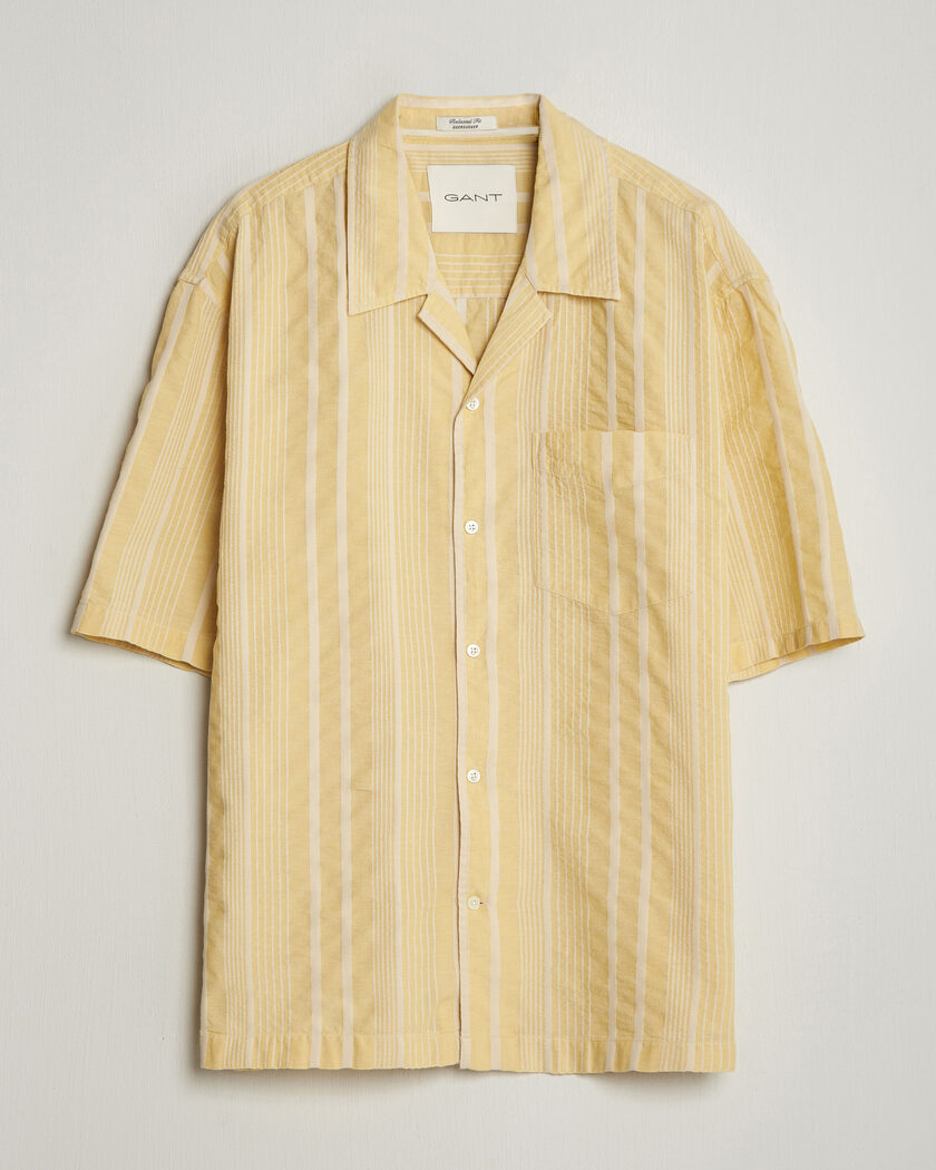 Gant Relaxed Fit Seersucker Camp Collar Shirt Light Mustard Yellow – Jaune