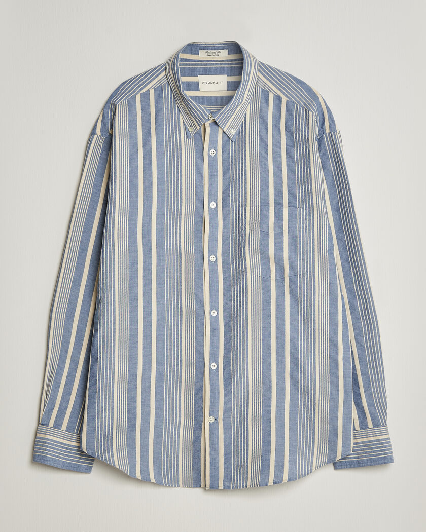 Gant Relaxed Fit Seersucker Striped Shirt Vintage Blue – Bleu