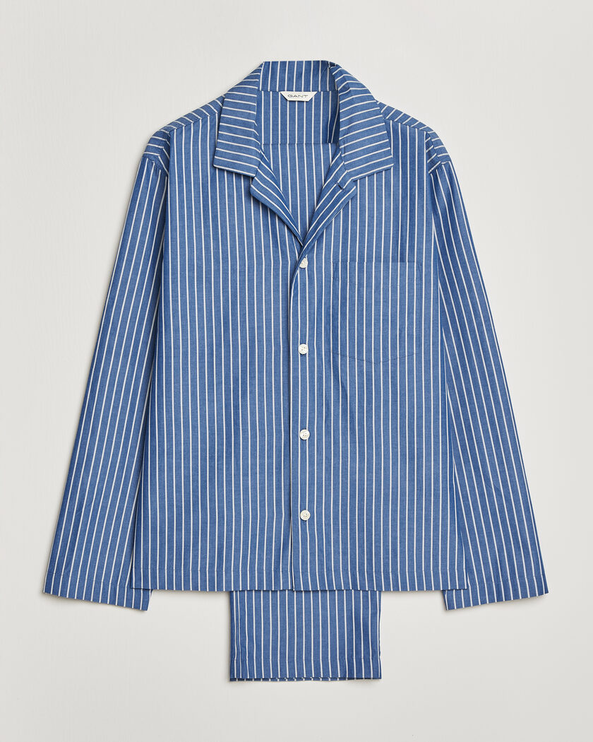 Gant Striped Poplin Pyjama Set Deep Cobalt – Bleu