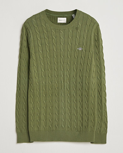 Gant Cotton Cable Crew Neck Pullover Dry Herb Green – Vert