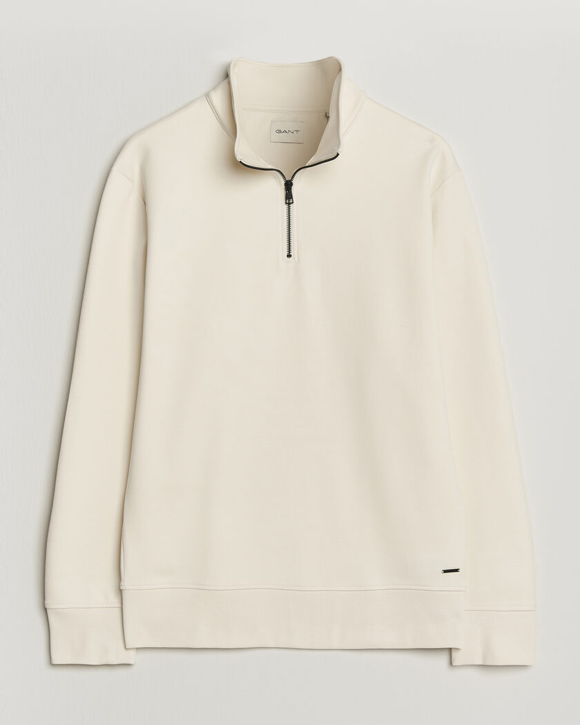 GANT Interlock Half Zip Creamed White – Blanc