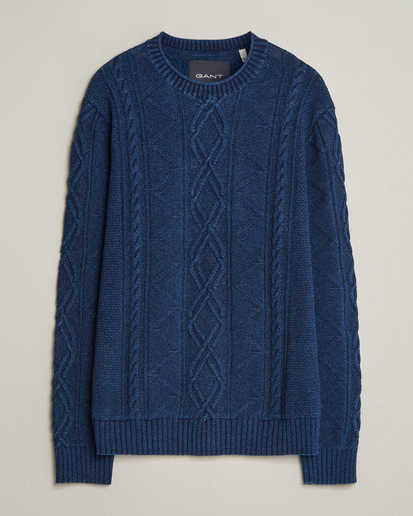 Gant Indigo Aran Knitted Sweater Rich Navy – Bleu