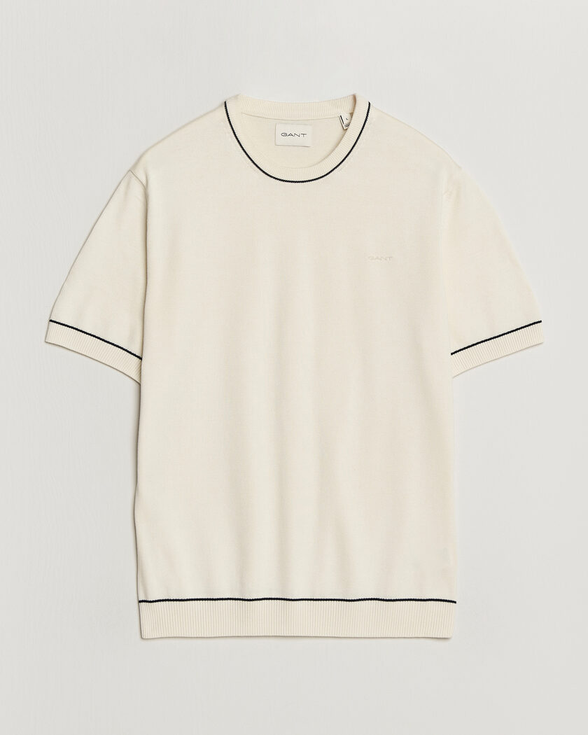 GANT Cotton/Model Knitted T-Shirt Cream – Blanc