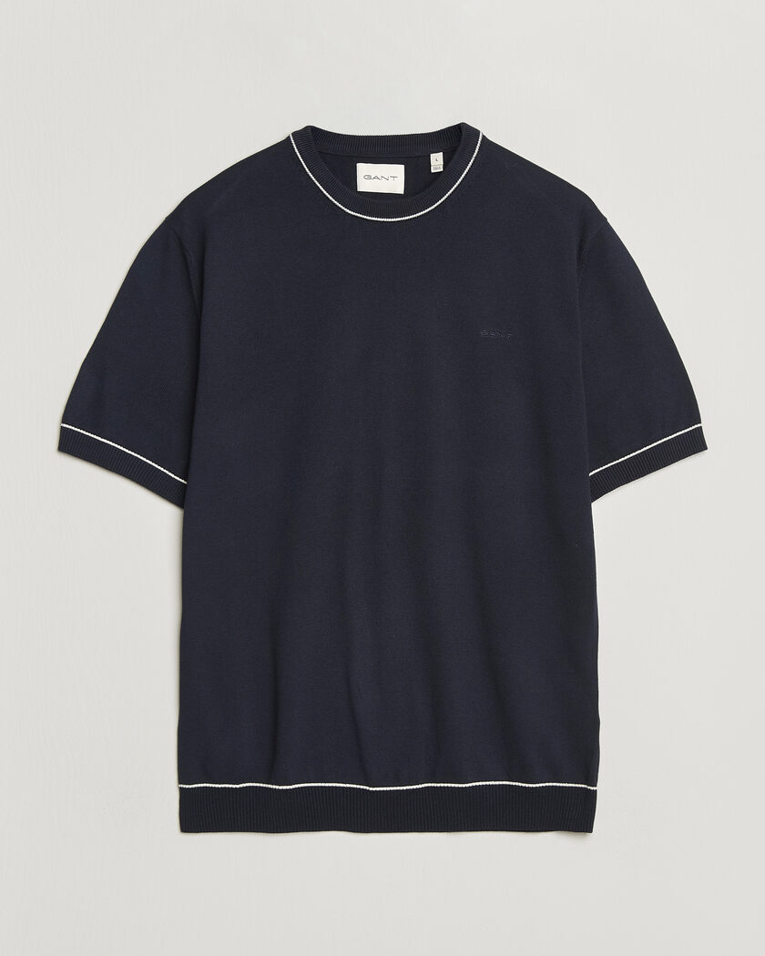 GANT Cotton/Model Knitted T-Shirt Evening Blue – Bleu
