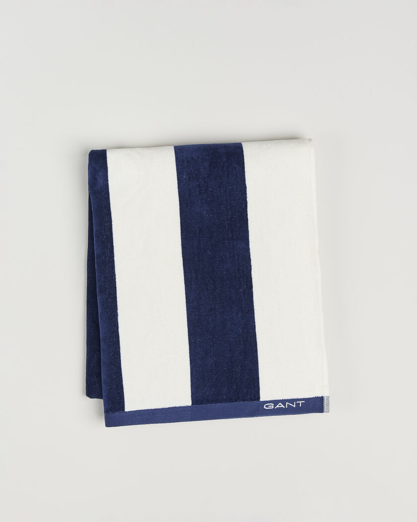 GANT Striped Beach Towel Vintage Blue – Bleu