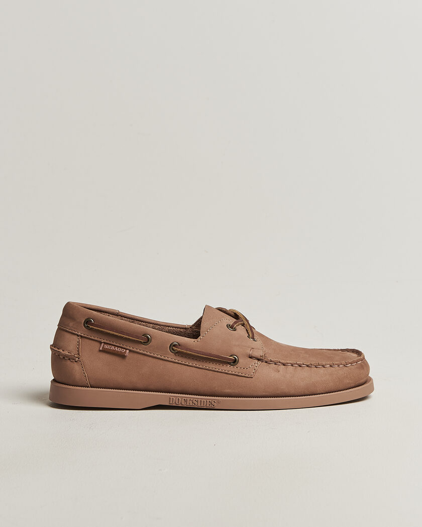 Sebago Docksides Portland Nubuck Boat Shoe Beige Taupe – Marron