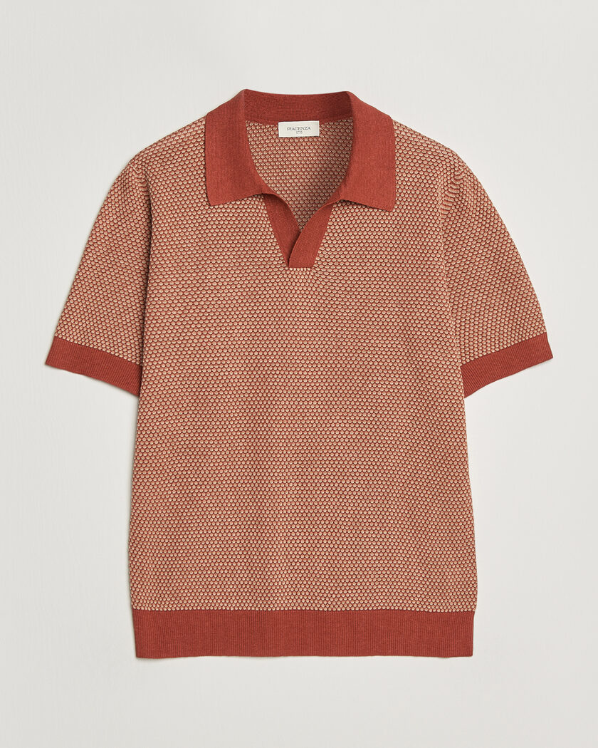 Piacenza Cashmere Silk/Linen Honeycomb Knitted Polo Red – Rouge
