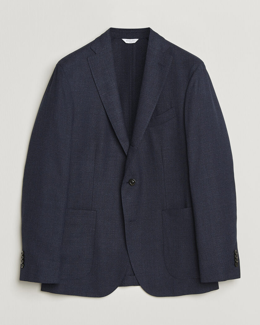 Boglioli K Jacket Wool Hopsack Blazer Dark Blue – Bleu