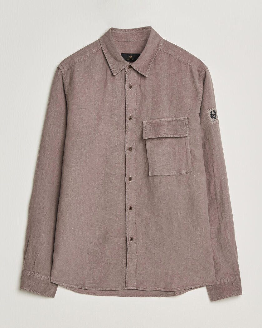 Belstaff Scale Linen Shirt Asphalt  – Marron