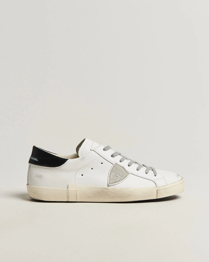 Philippe Model PRSX Low Top Canvas Mix Sneaker White/Black – Blanc