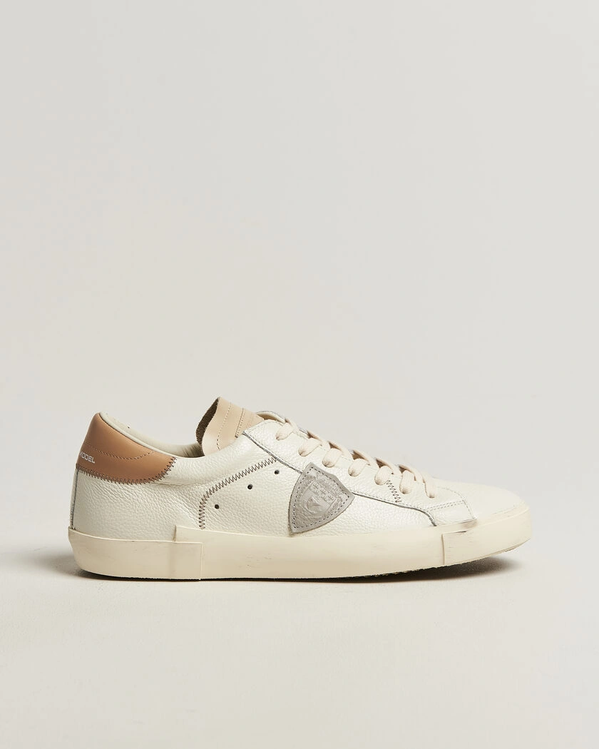 Philippe Model PRSX Low Top Canvas Mix Sneaker White/Beige – Blanc