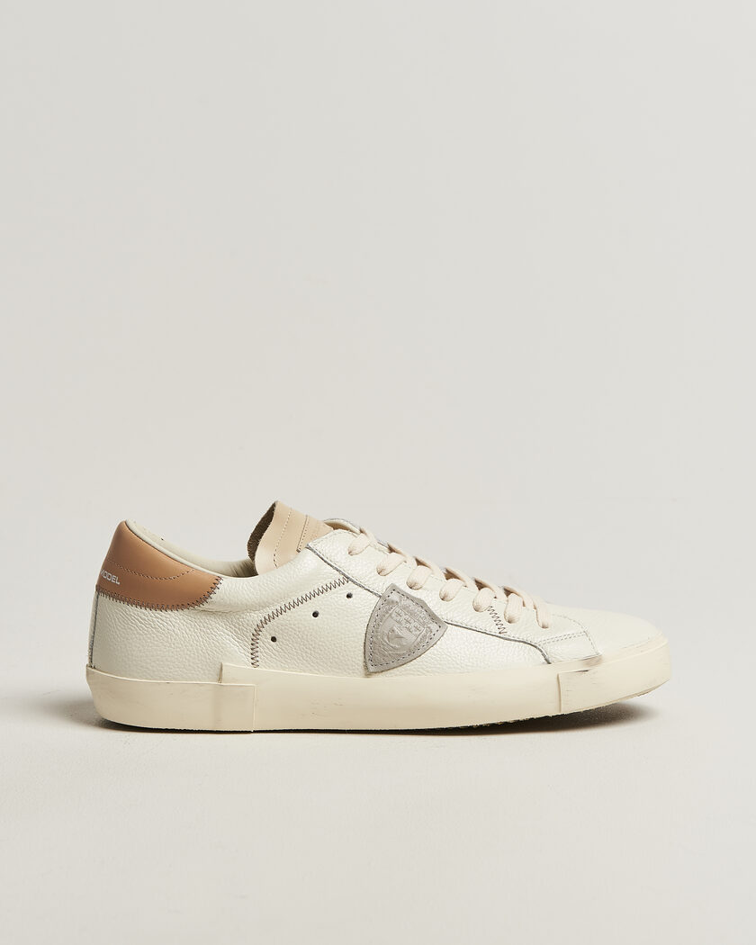 Philippe Model PRSX Low Top Canvas Mix Sneaker White/Beige – Blanc