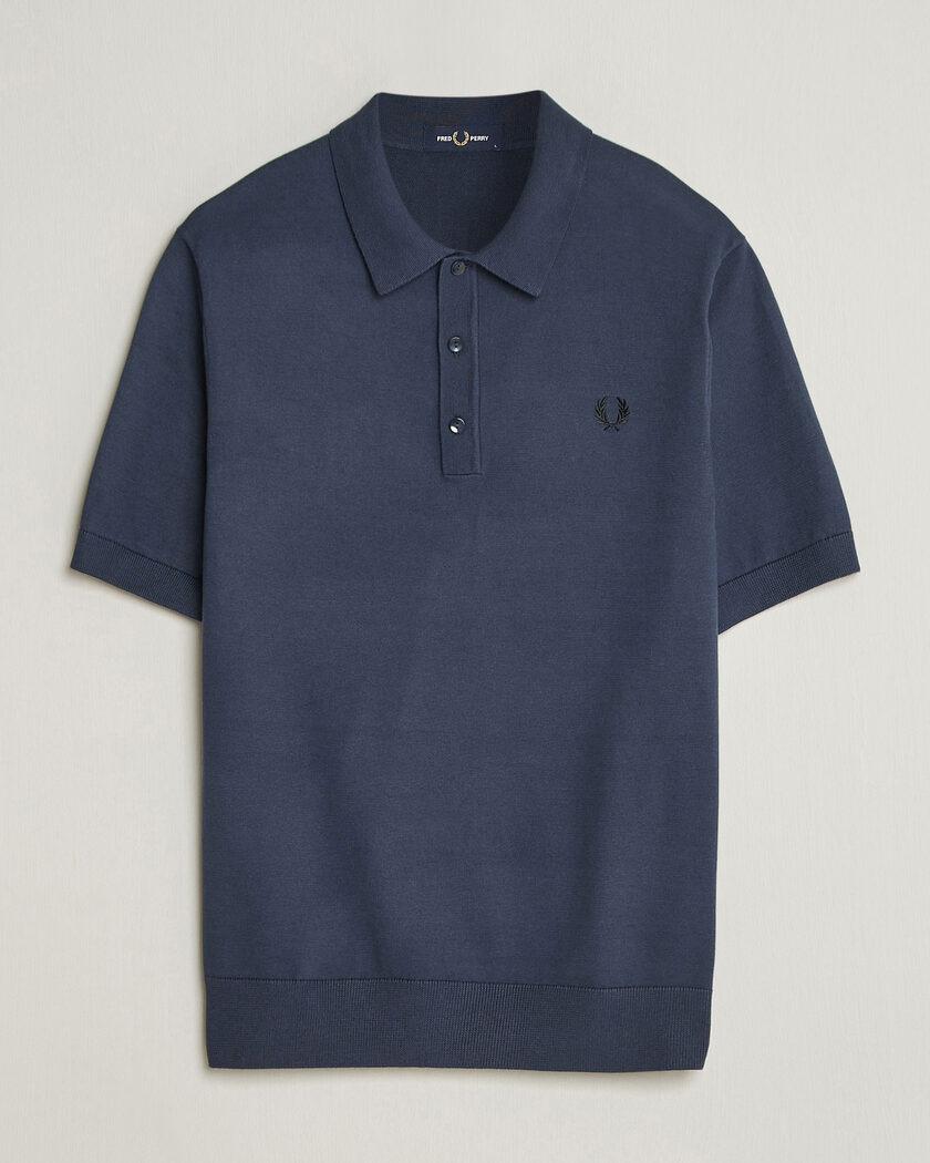 Fred Perry Cotton Knitted Polo Dark Airforce – Gris