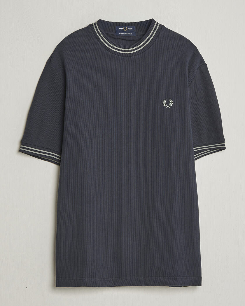 Fred Perry Rib Knitted T-Shirt Navy – Bleu