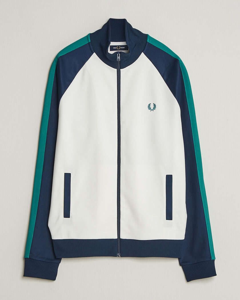 Fred Perry Contrast Sleeve Track Jacket Snow White – Blanc