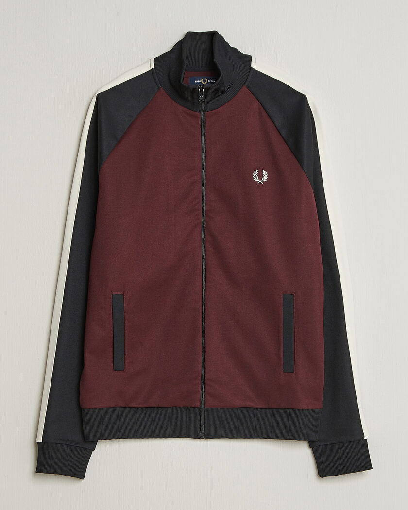 Fred Perry Contrast Sleeve Track Jacket Oxblood – Multicolore