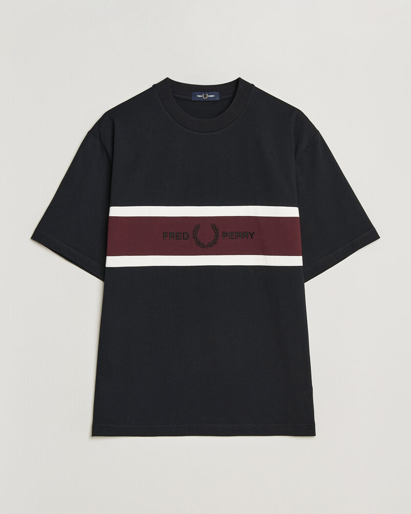  Fred Perry Embroidered Paneled T-Shirt Black – Noir