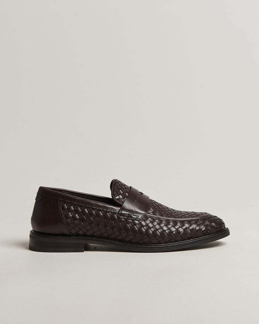 GANT Lozham Braided Leather Loafer Dark Brown – Marron