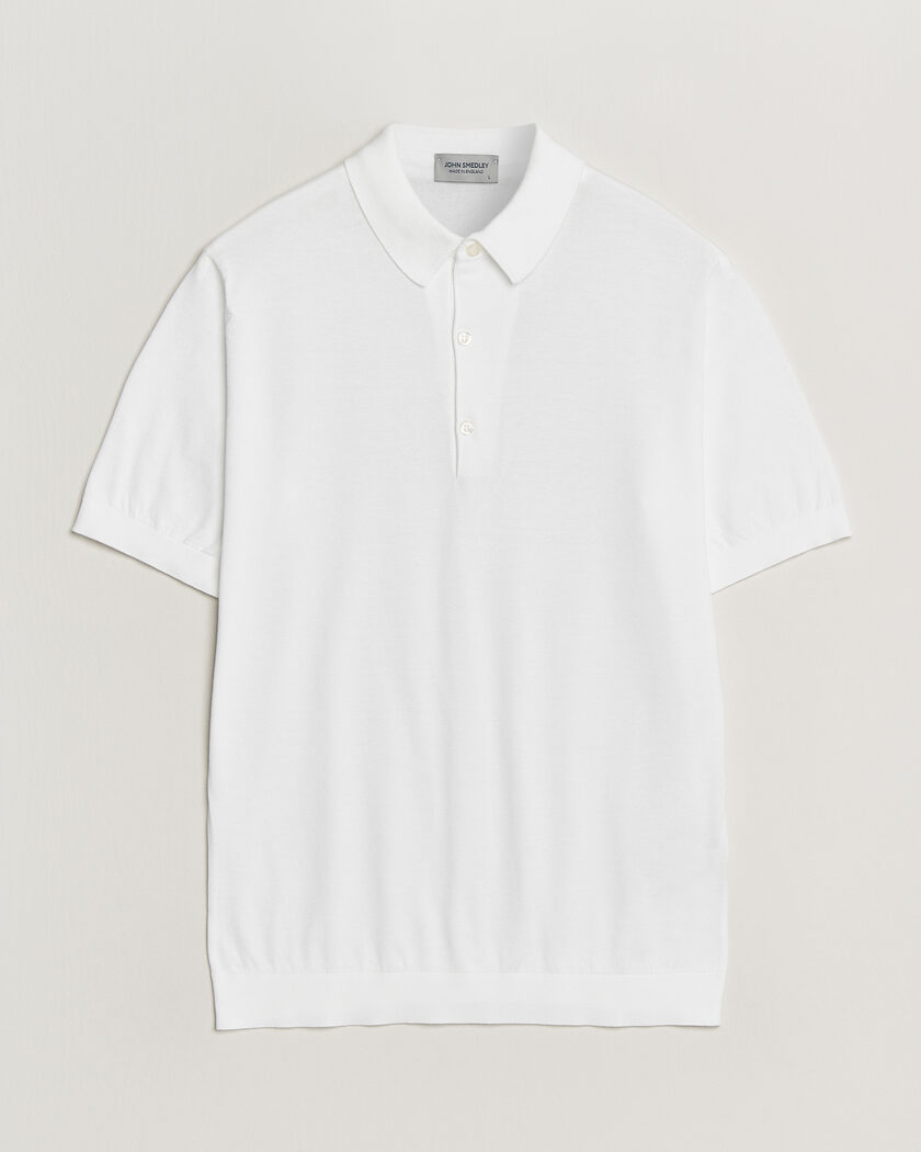 John Smedley Adrian Slim Fit Sea Island Cotton Polo White – Blanc