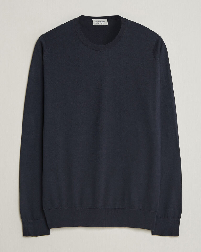 John Smedley Rowland Sea Island Crew Neck Pullover Navy – Bleu