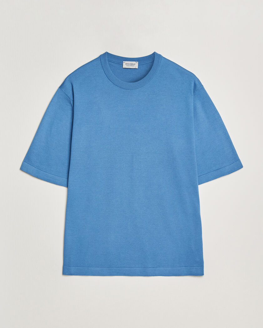 John Smedley Tindall Sea Island Cotton T-Shirt Skye Blue – Bleu