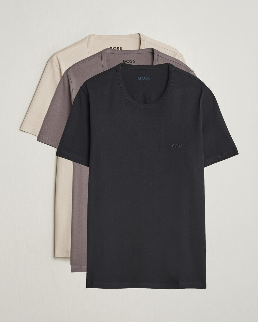 BOSS BLACK 3-Pack Crew Neck T-Shirt Grey/Beige/Black – Multicolore