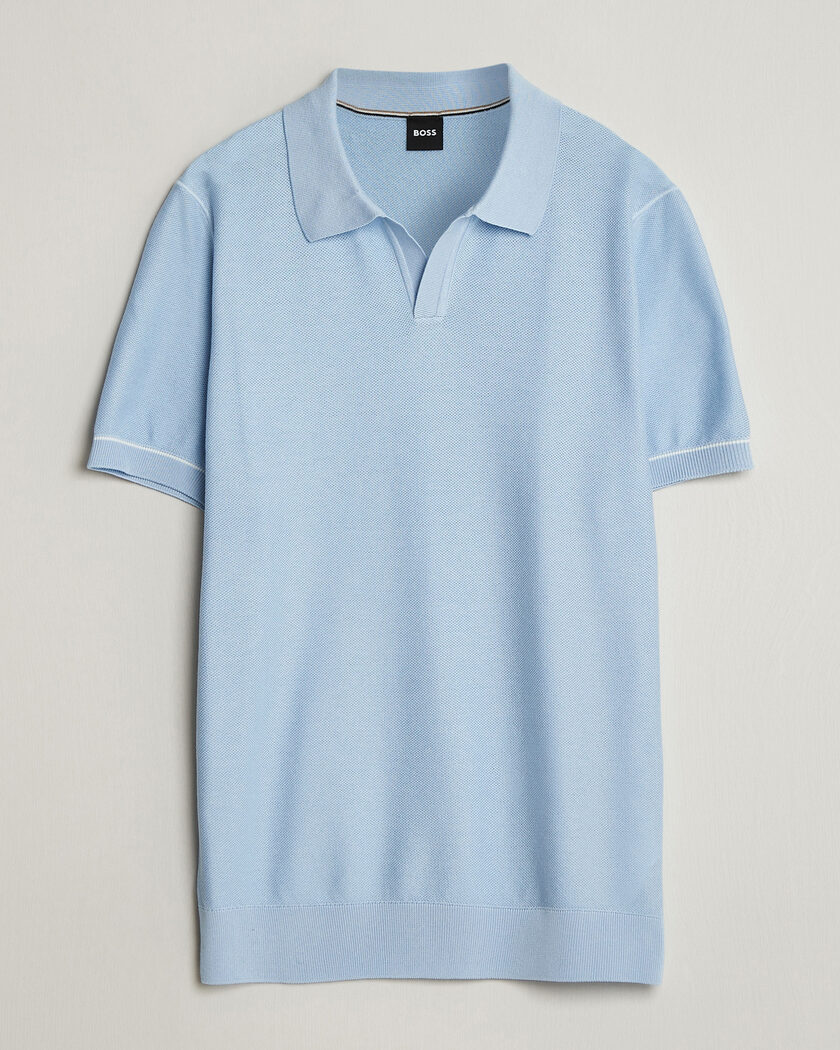 BOSS BLACK Narciso Knitted Polo Light Blue – Bleu