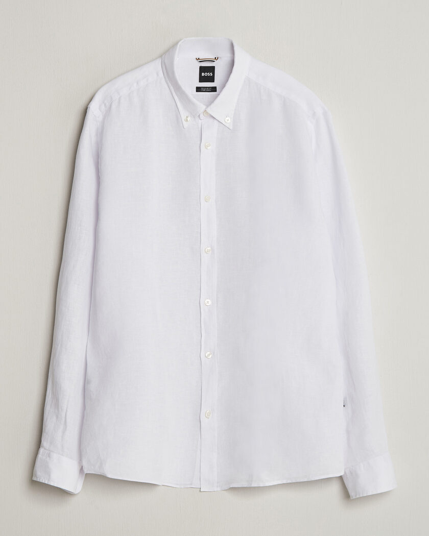 BOSS BLACK Liam Linen Shirt White – Blanc