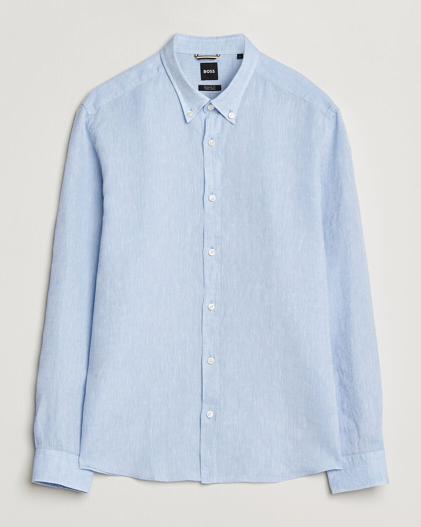 BOSS BLACK Liam Linen Shirt Light Blue – Bleu