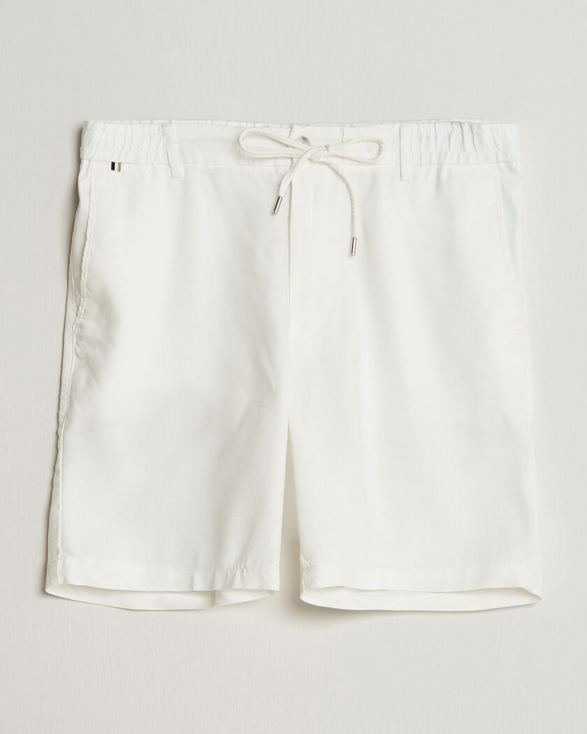 BOSS BLACK Kane Linen Drawstring Shorts White – Blanc