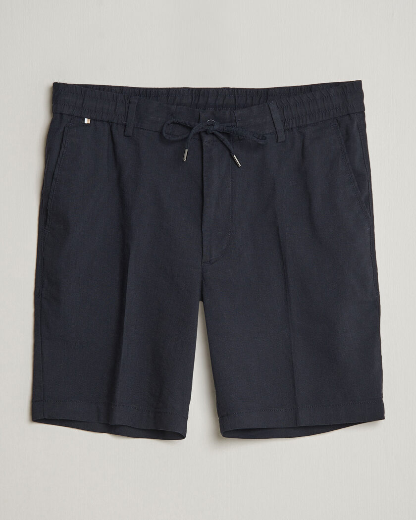 BOSS BLACK Kane Linen Drawstring Shorts Dark Blue – Bleu