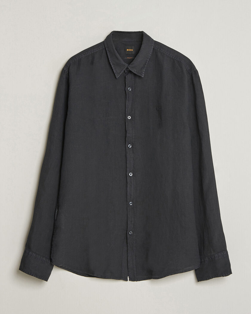 BOSS ORANGE Relegant Linen Shirt Black – Noir