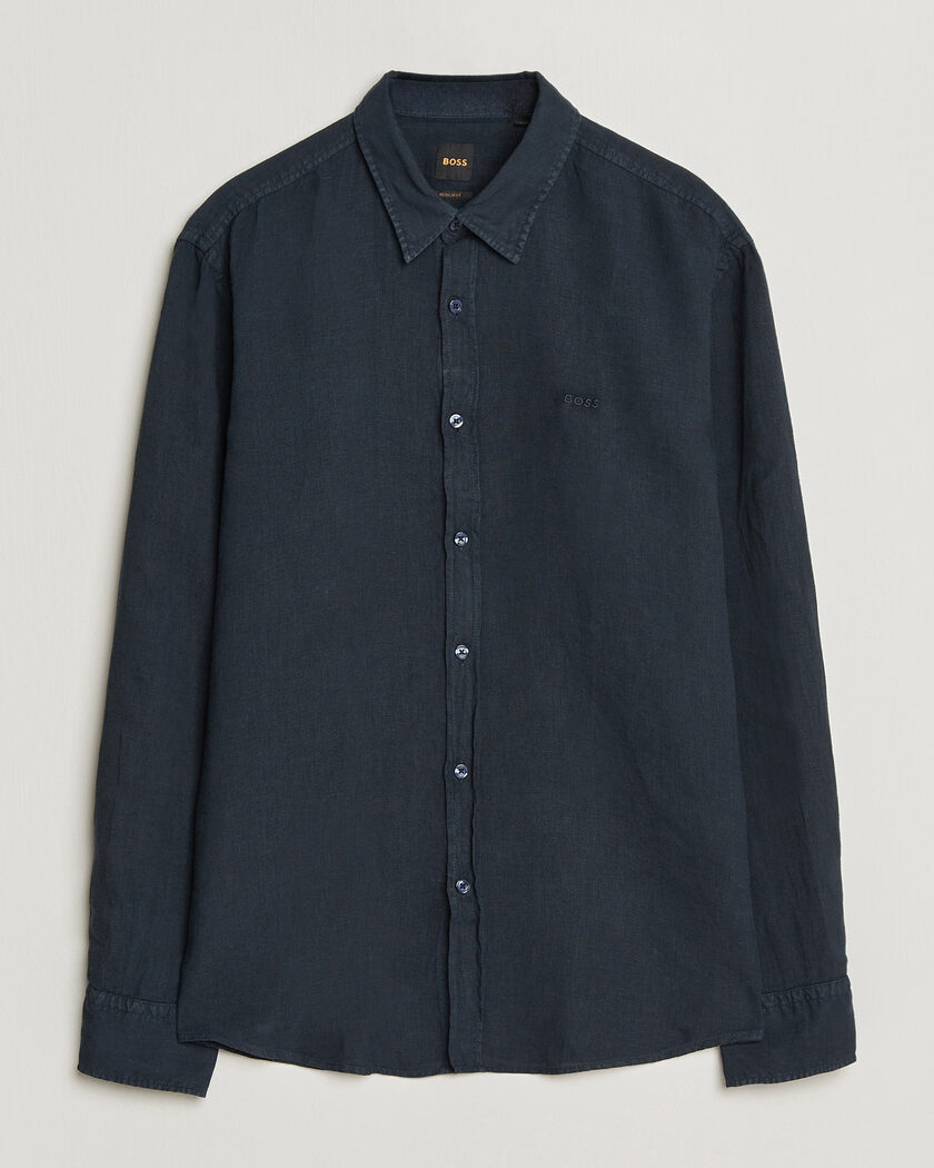 BOSS ORANGE Relegant Linen Shirt Dark Blue – Bleu