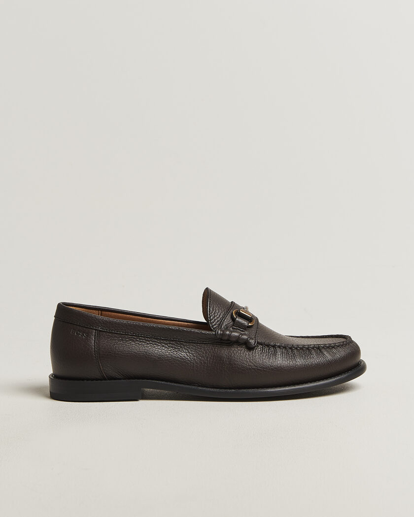 BOSS BLACK Tevan Leather Moccasin Dark Brown – Marron