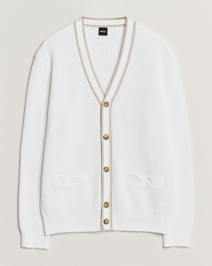 BOSS BLACK Napoli Knitted Cardigan White – Blanc