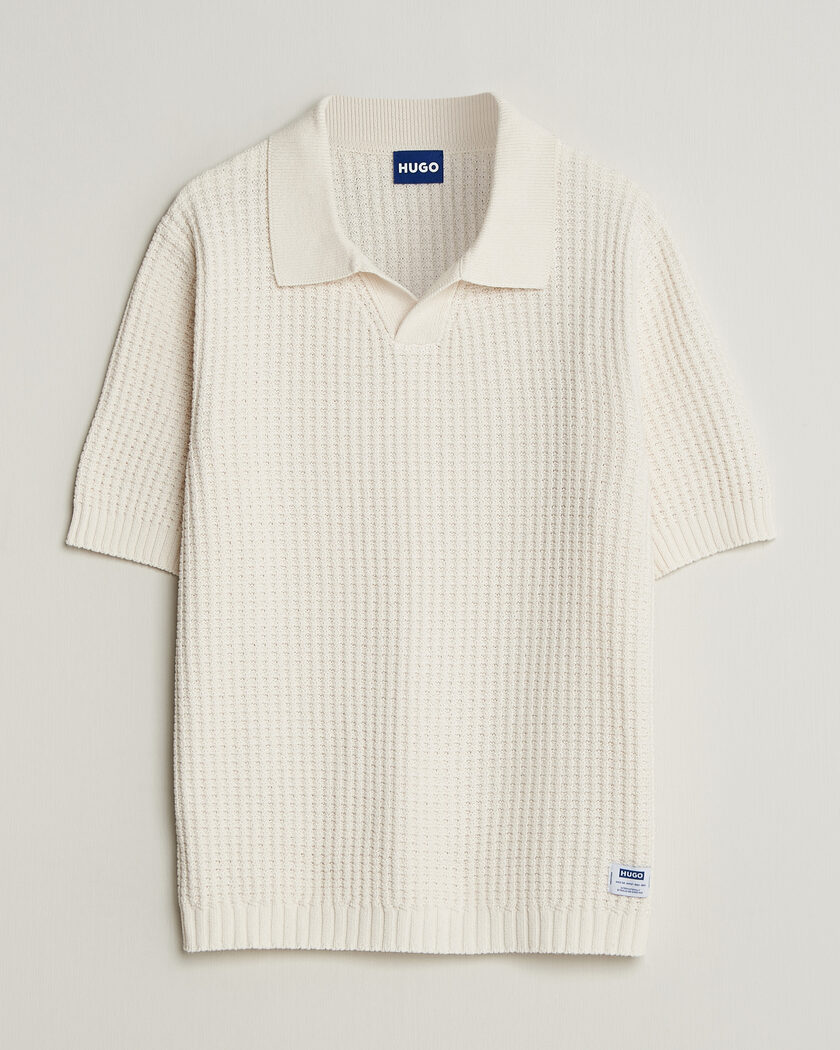 HUGO Spero Knitted Polo Open White – Blanc