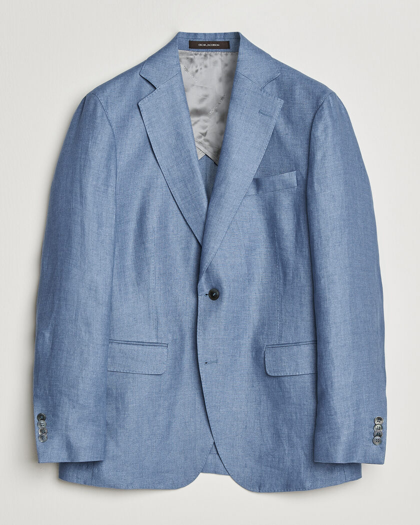 Oscar Jacobson Ferry Soft Linen Blazer Light Blue – Bleu