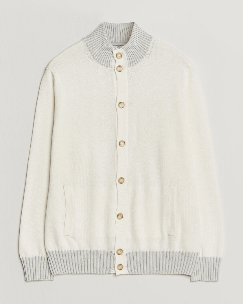 Morgano Cotton/Cashmere Knitted Cardigan Cream – Blanc