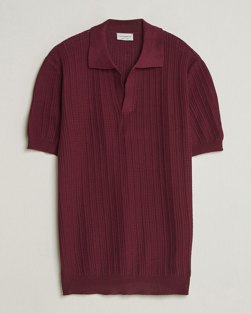 Morgano Structured Knitted Polo Burgundy – Rouge